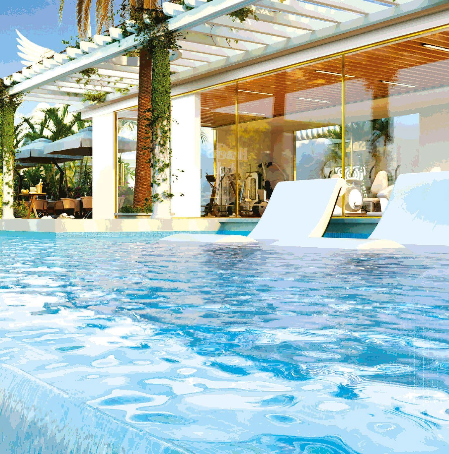 مجمع سكني حديث بالقرب من جزيرة النخلة في دبي