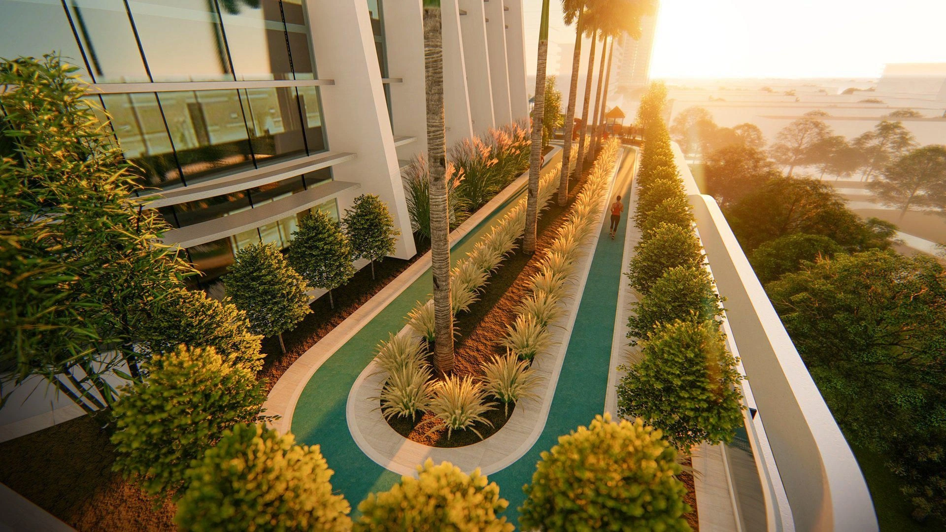 Luxurious residential complex with swimming pools in the center of Dubai