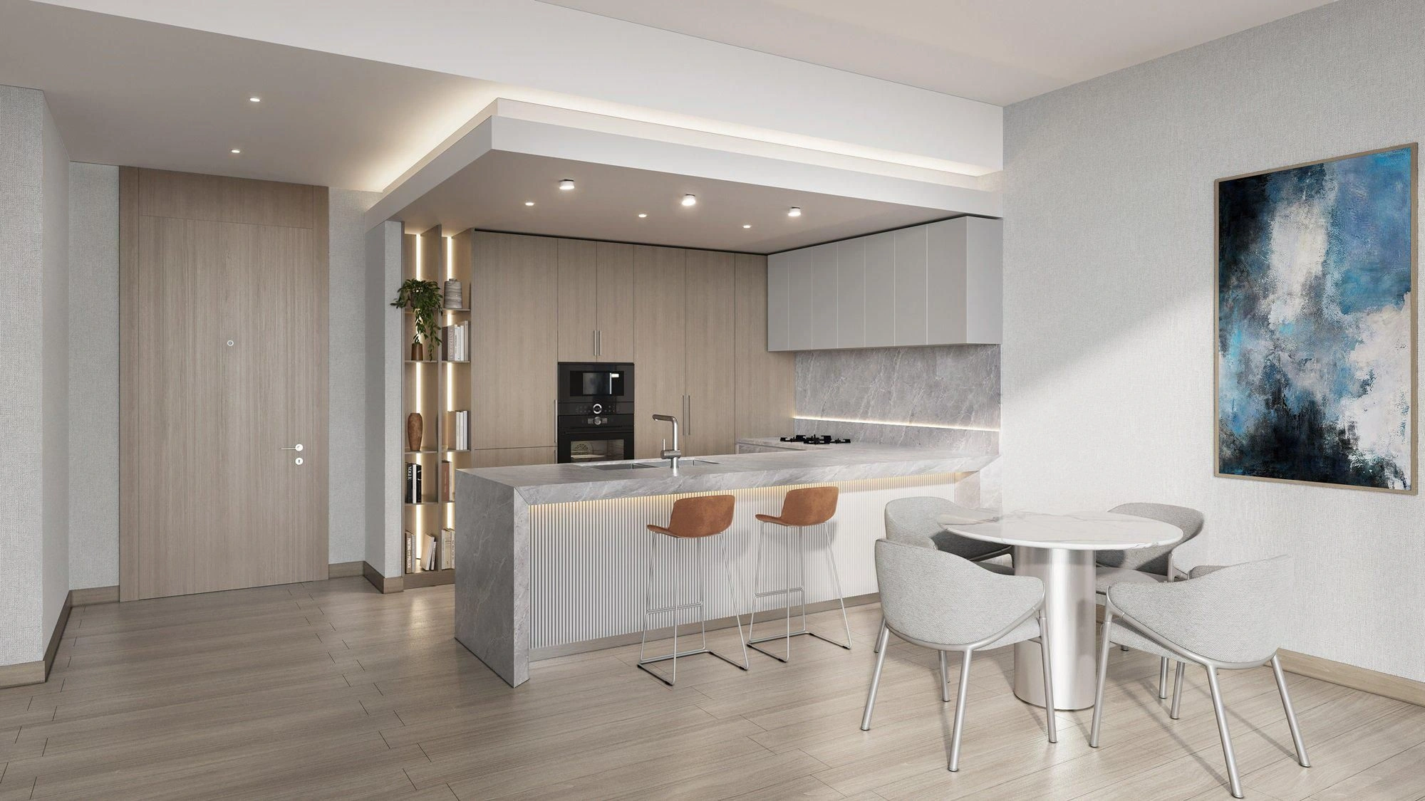 Skyscraper with three swimming pools and a lagoon in Dubai