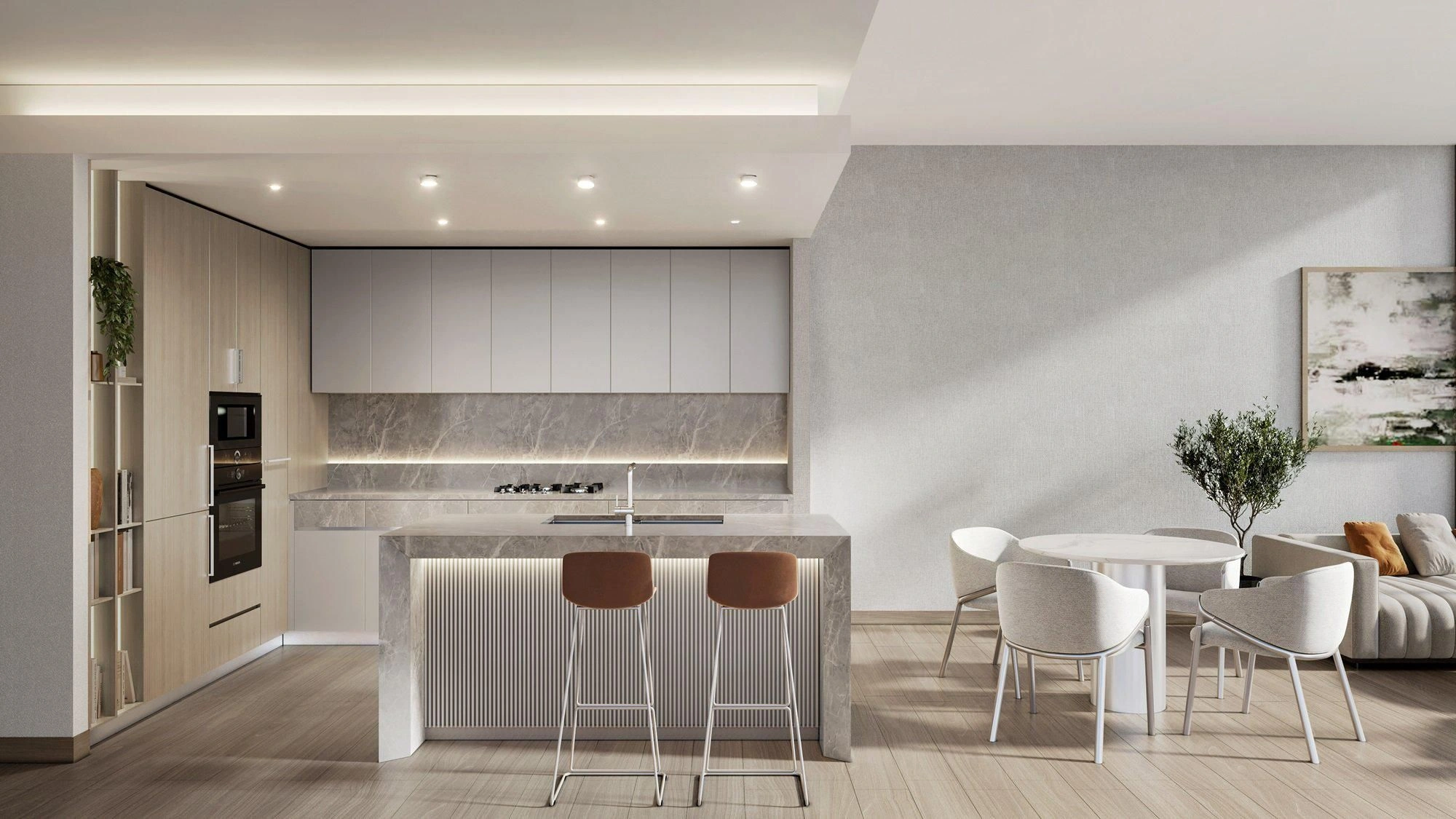 Skyscraper with three swimming pools and a lagoon in Dubai