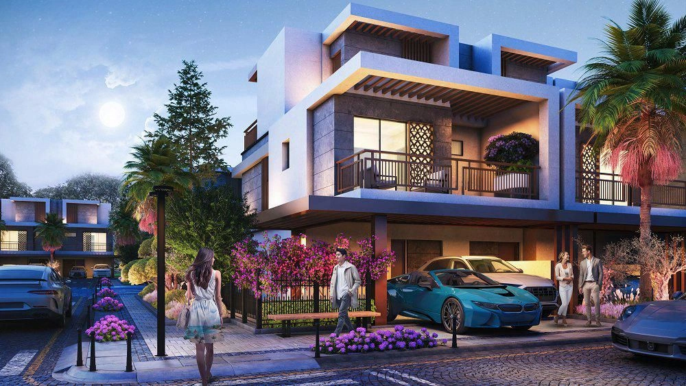 Luxury townhouse complex with swimming pools, water park and beach, Dubai