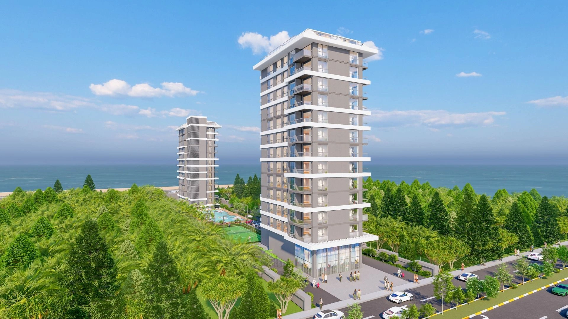 Residential complex on the first line in Alanya