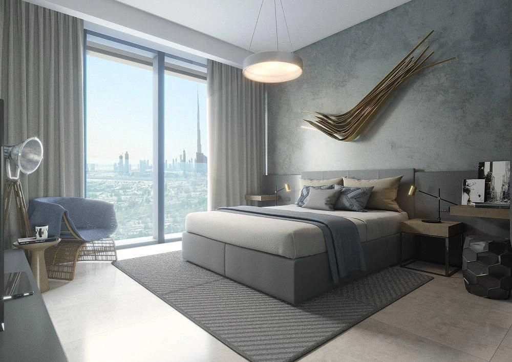 High-rise residential complex 1st Residences with a swimming pool near the metro station, Zabeel, Dubai, UAE