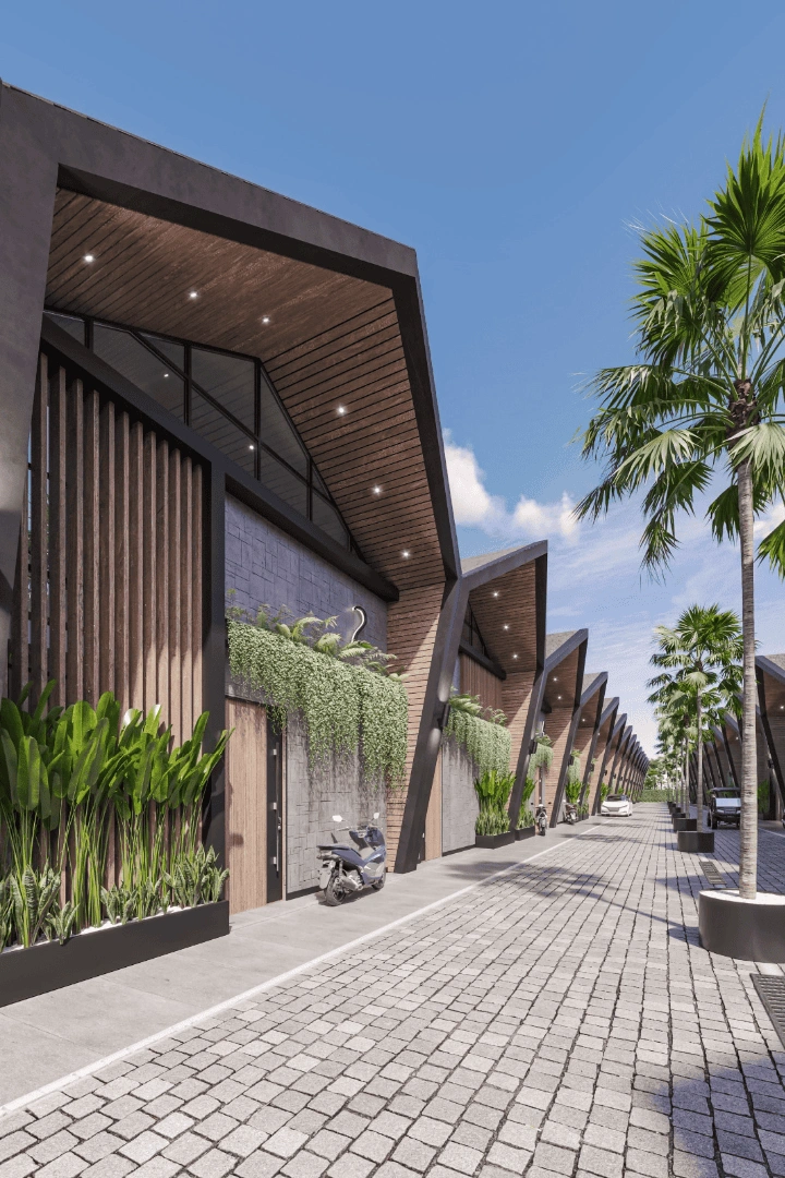 Chic complex of 44 designer townhouses in Canggu district of Bali