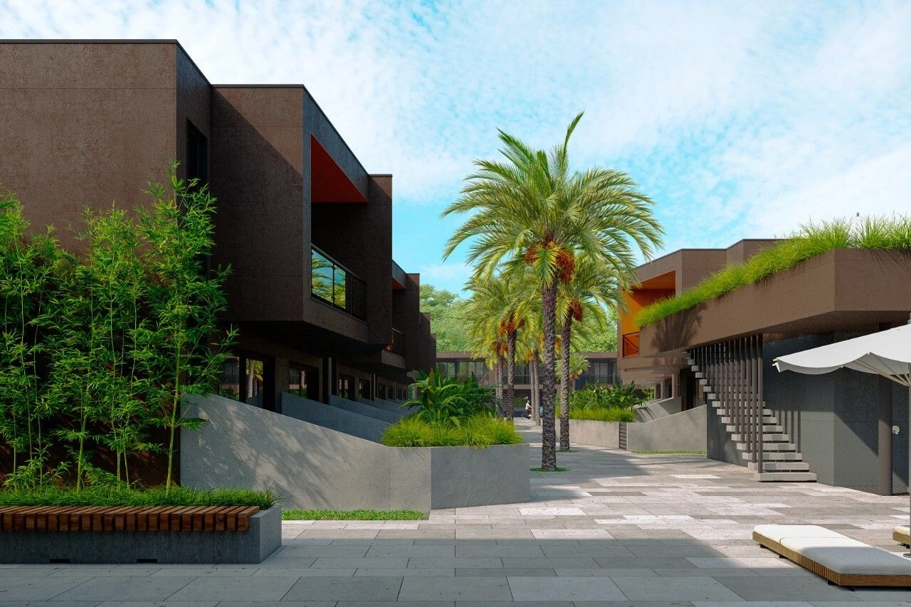 A unique club complex of two-level townhouses