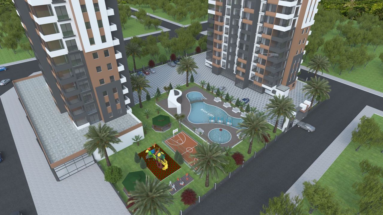 Moderno apartamento 1+1 cerca del mar en Mersin
