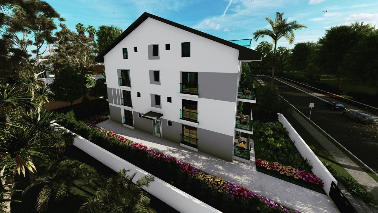 Apartamento estiloso 4+1 con vista a las montañas en Fethiye