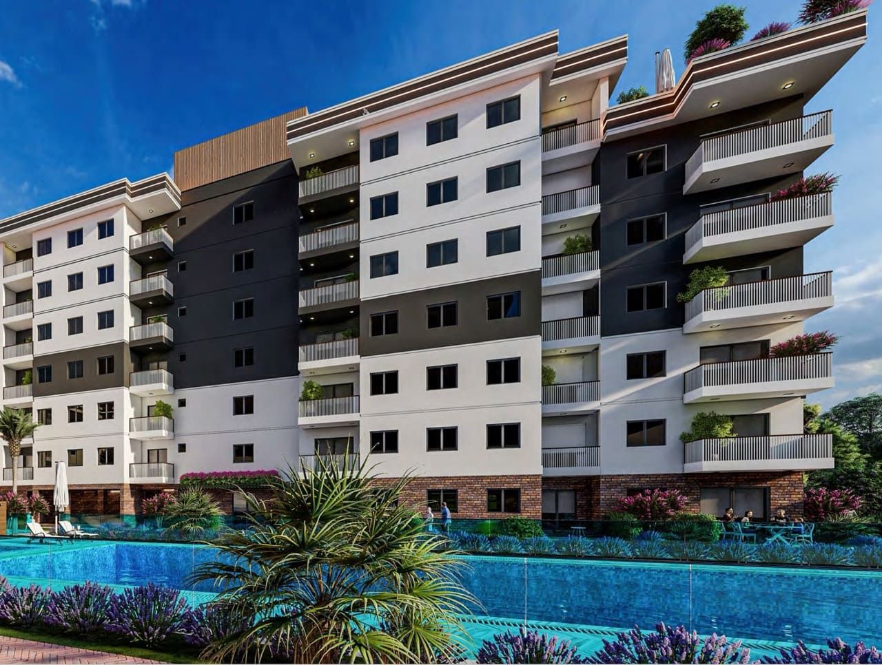 Nuevos apartamentos 2+1 con área verde en Izmir